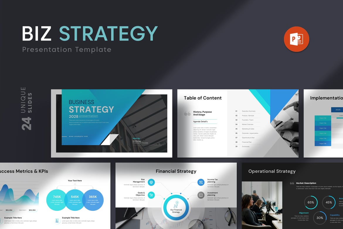 Template PowerPoint Strategi Bisnis Korporat yang Menarik dan Profesional