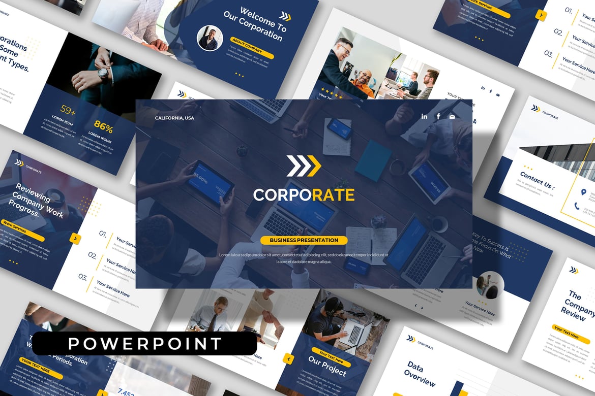 Template Presentasi Bisnis Korporat - PowerPoint Profesional