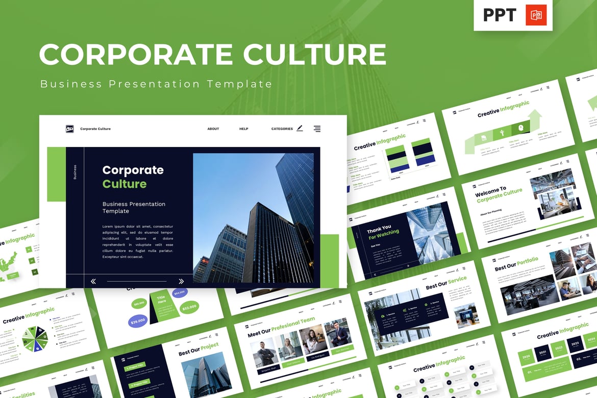 Template PowerPoint Budaya Perusahaan yang Menarik dan Profesional
