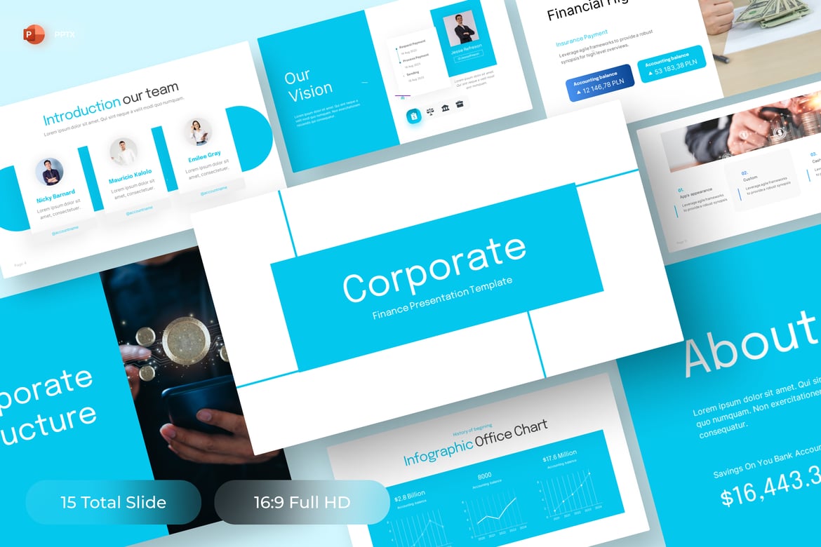 Template PowerPoint Korporat untuk Keuangan yang Menarik dan Profesional
