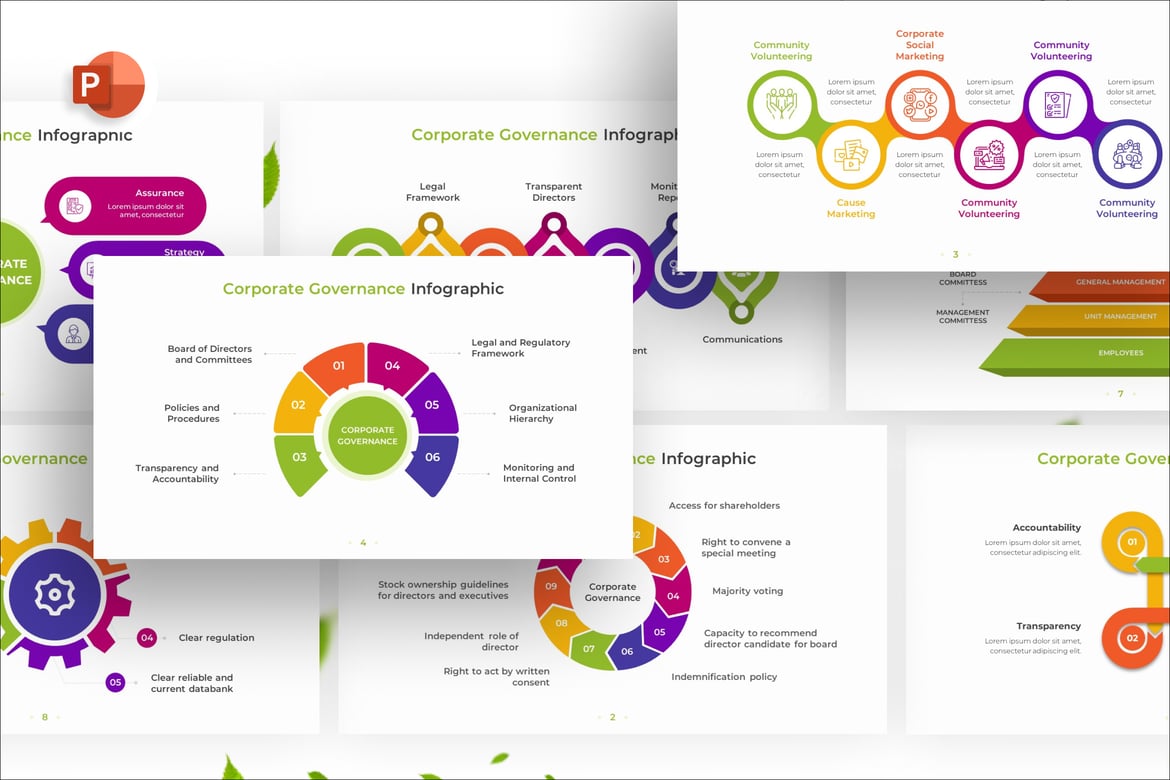 Template PowerPoint Infografis Tata Kelola Perusahaan yang Menarik