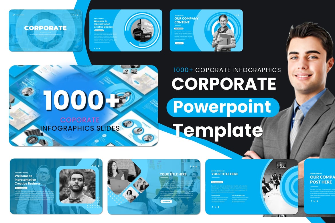 Template Presentasi PowerPoint Rencana Bisnis Infografis Korporat