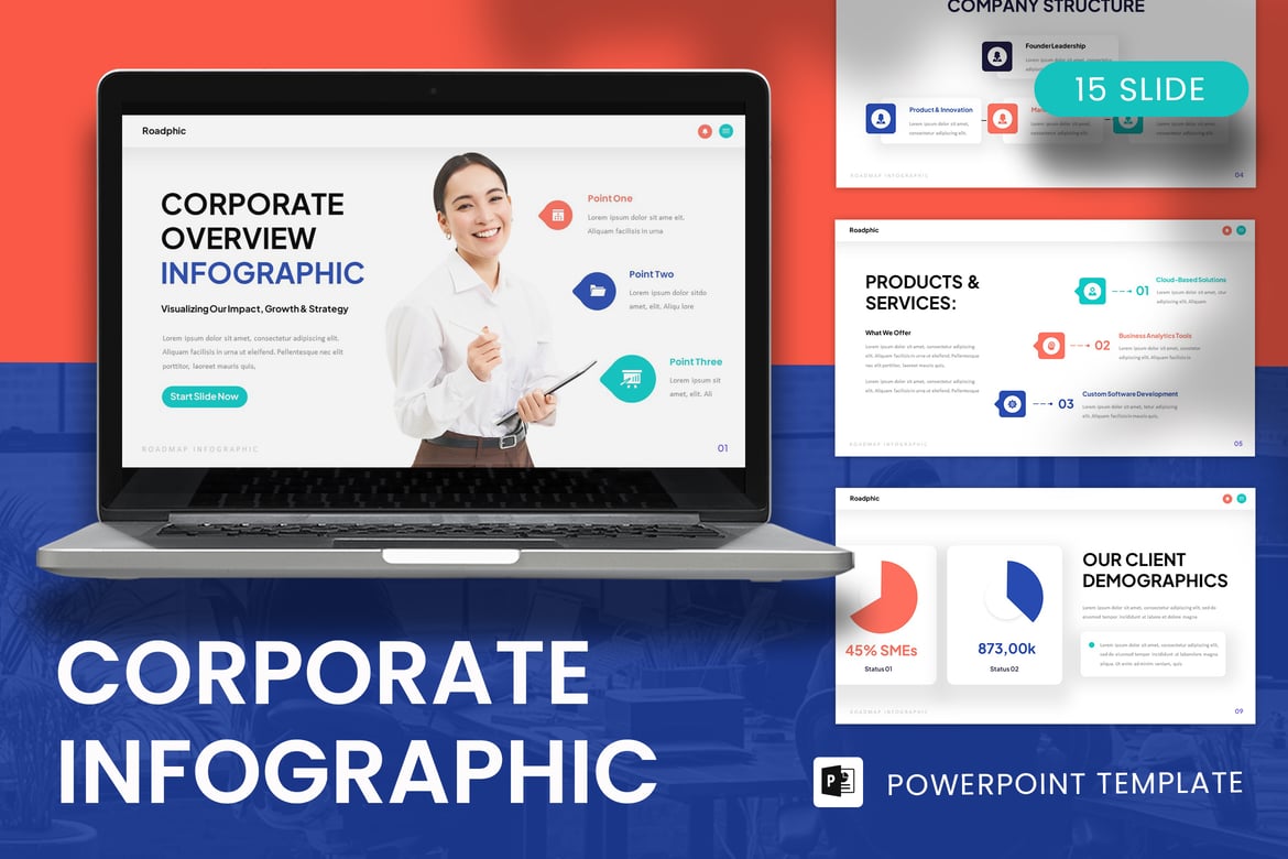Template Presentasi Infografis Korporat yang Menarik