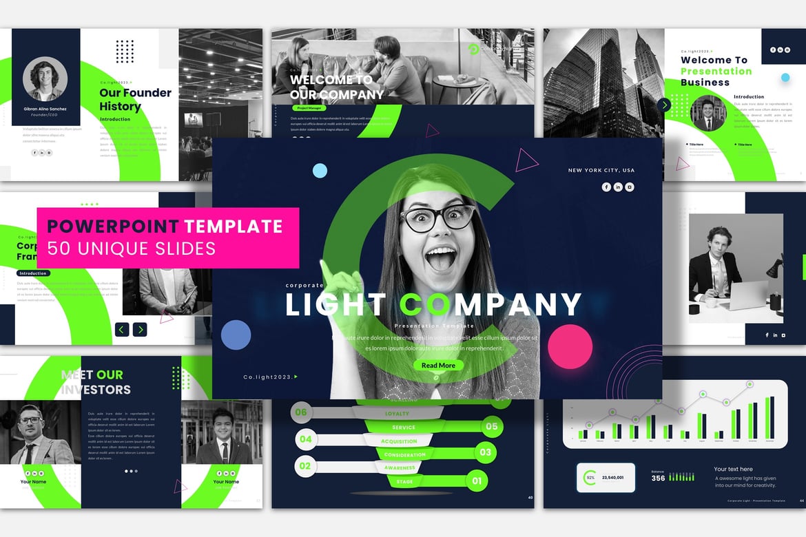 Template Presentasi PowerPoint Korporat Terang yang Menarik