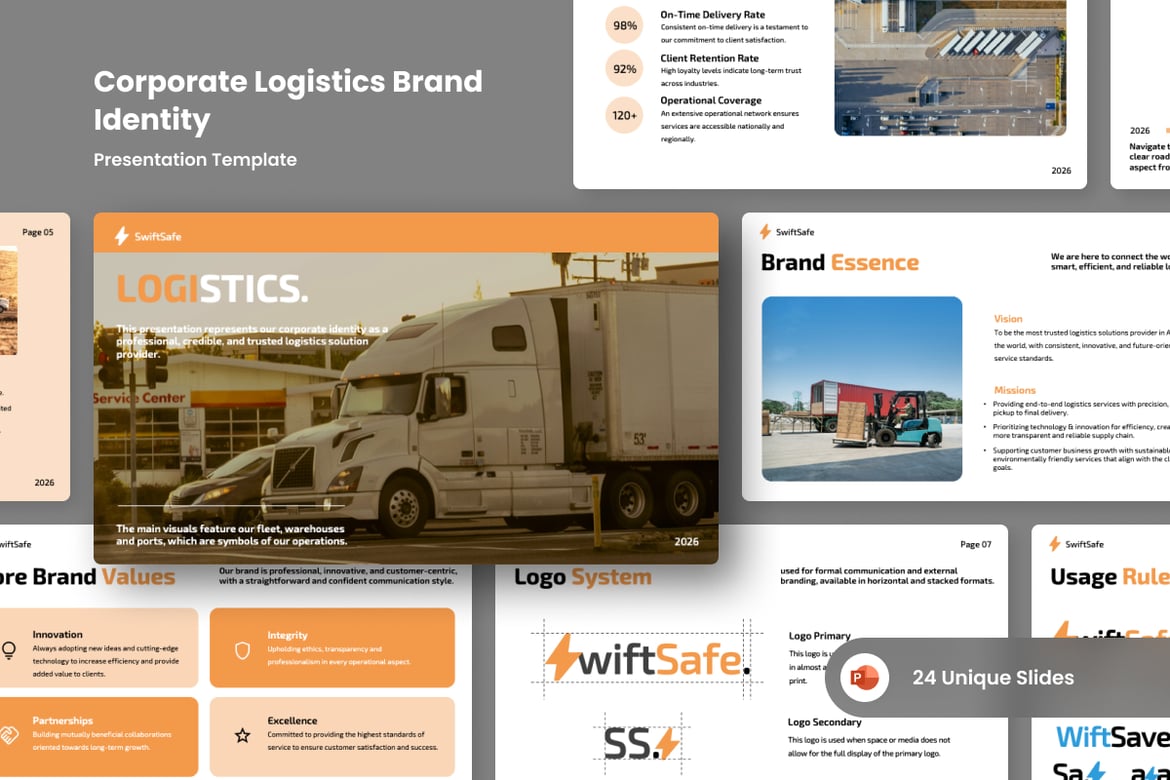 Template PowerPoint Logistik Korporat yang Menarik