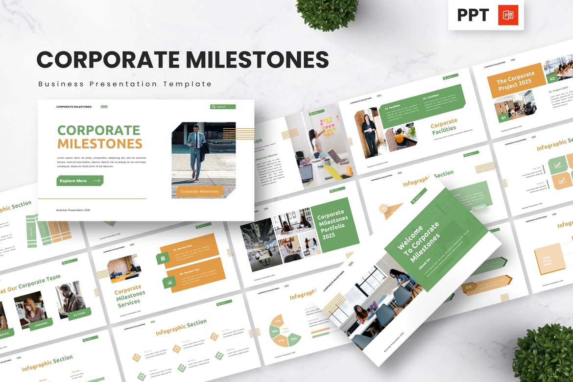 Template Presentasi PowerPoint untuk Milestone Korporat yang Menarik