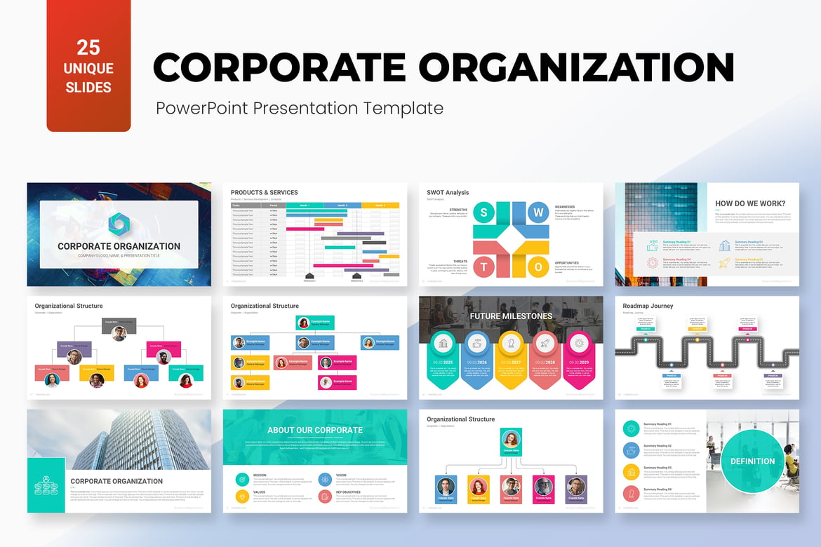 Template PowerPoint Organisasi Korporasi yang Menarik dan Efektif