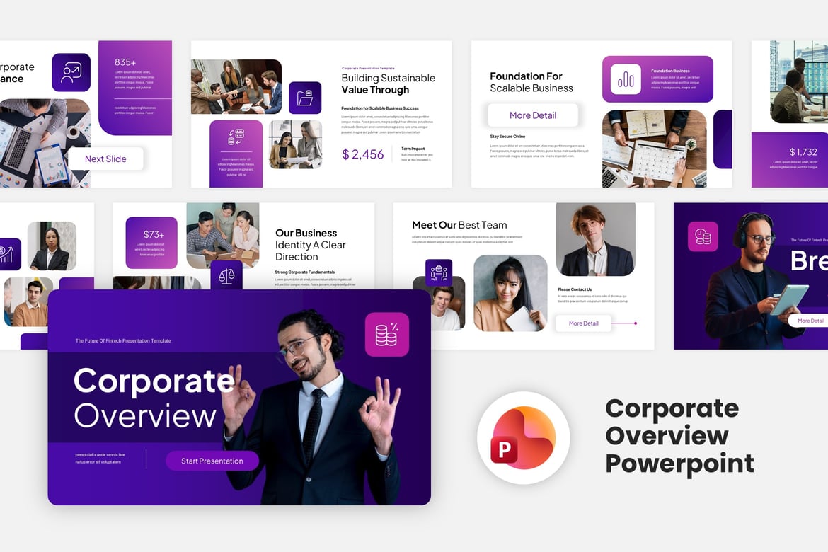 Template Presentasi PowerPoint Corporate Overview yang Kreatif