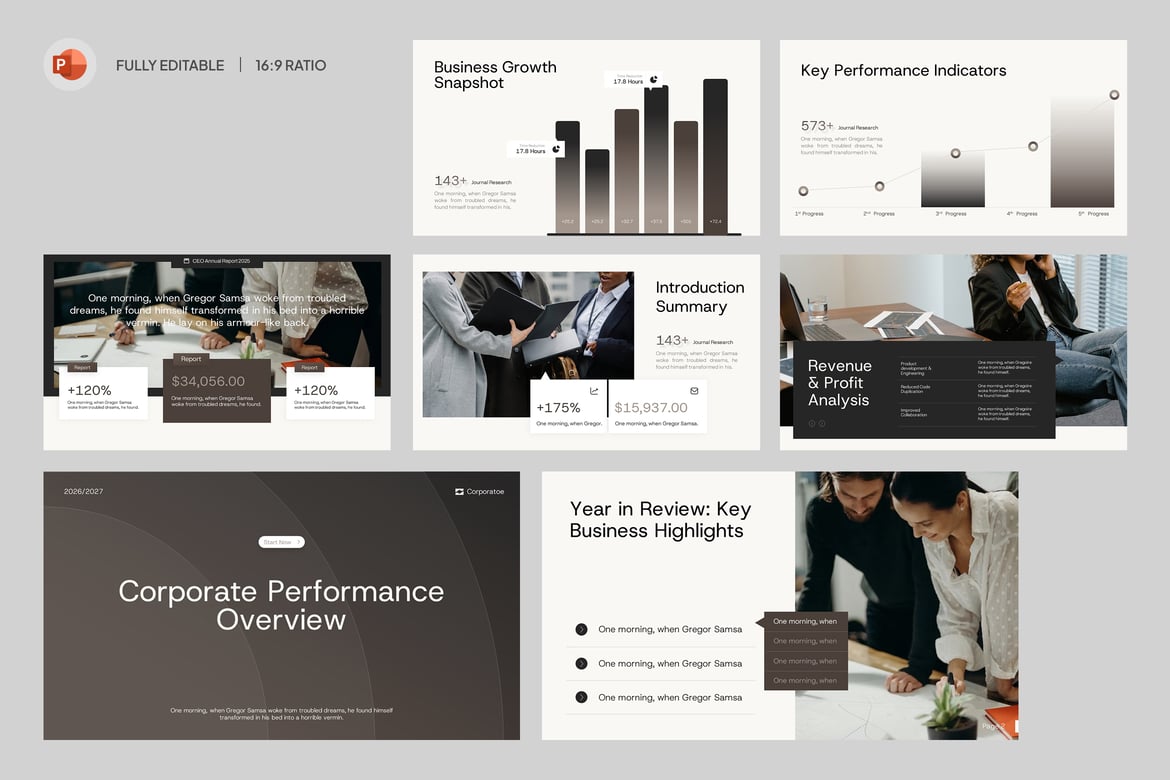 Template PowerPoint untuk Tinjauan Kinerja Perusahaan yang Modern