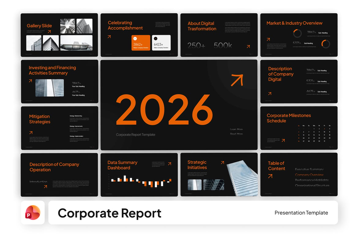 Template PowerPoint Laporan Korporat Profesional