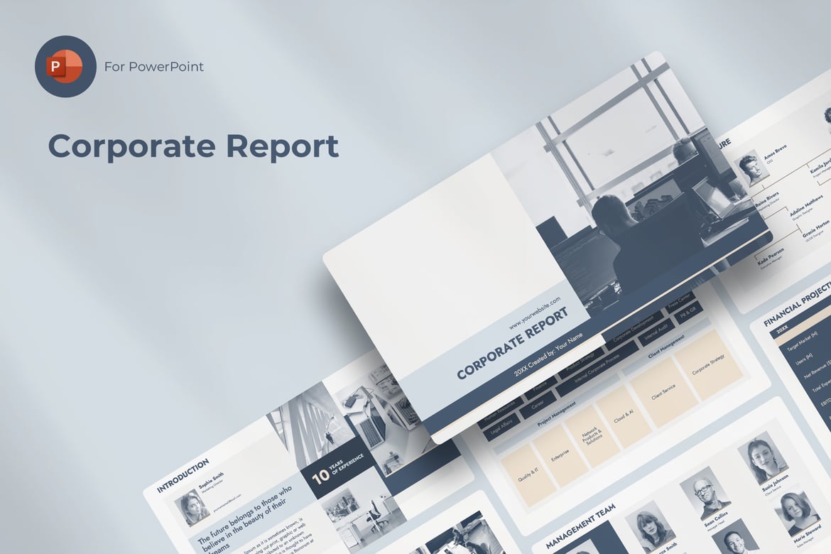 Template PowerPoint Laporan Korporat yang Profesional