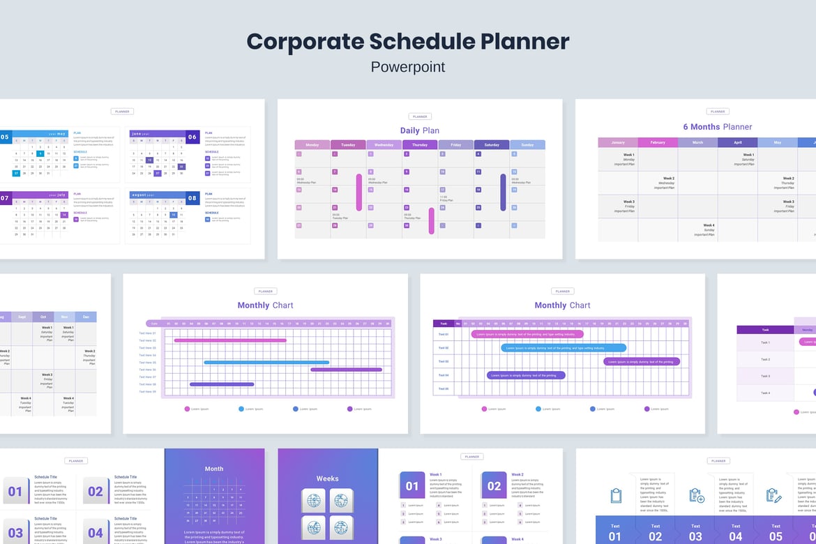 Template Powerpoint Jadwal Korporat yang Profesional
