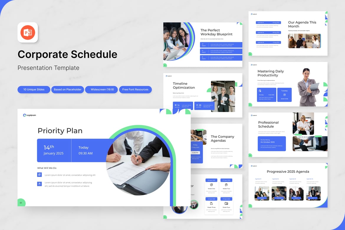 Template Presentasi Jadwal Korporat yang Profesional