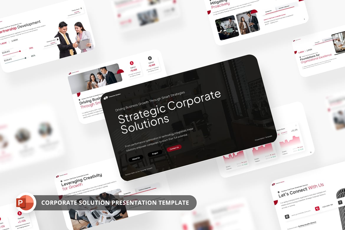 Template PowerPoint Solusi Korporat yang Menarik
