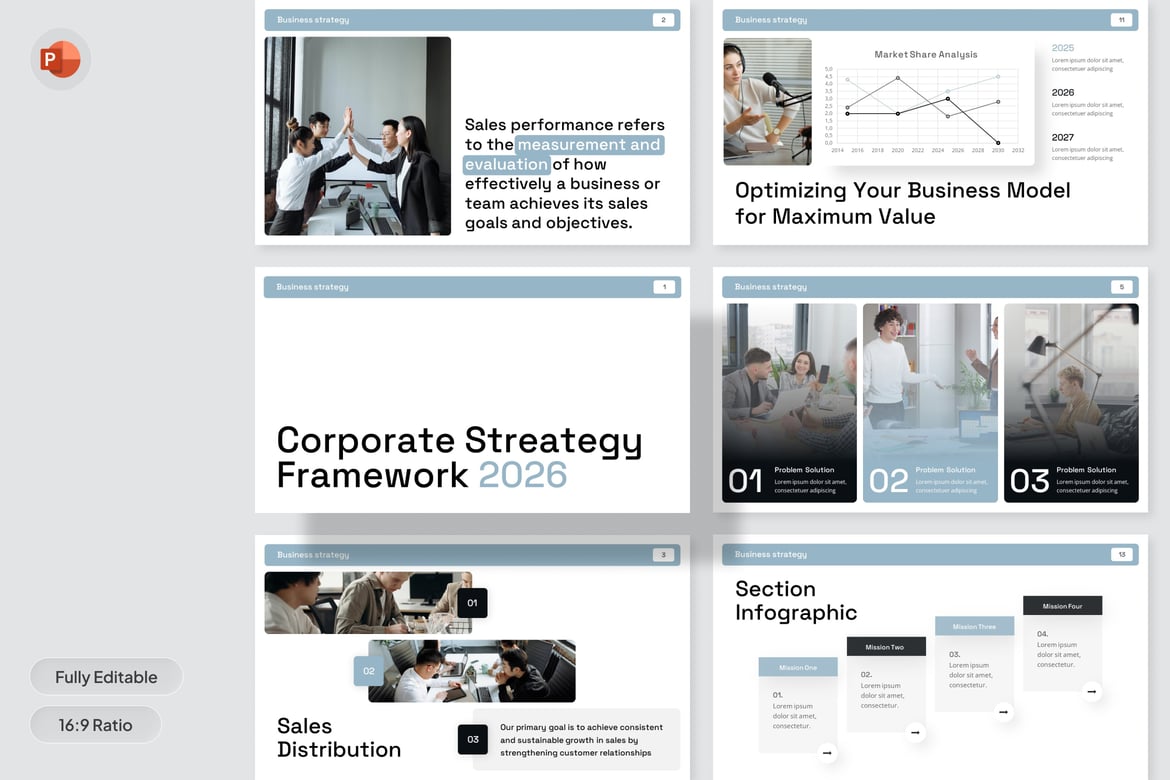 Template Presentasi Strategi Korporat - PowerPoint Modern