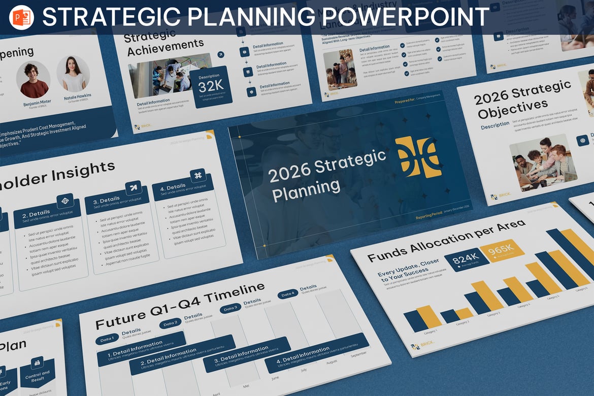 Template PowerPoint Rencana Strategi Korporat yang Menarik