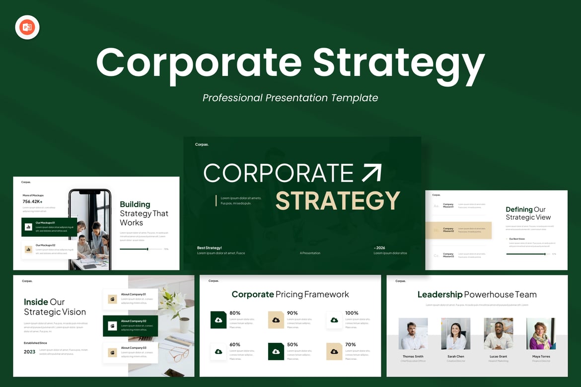 Template Presentasi Strategi Korporat yang Modern dan Profesional