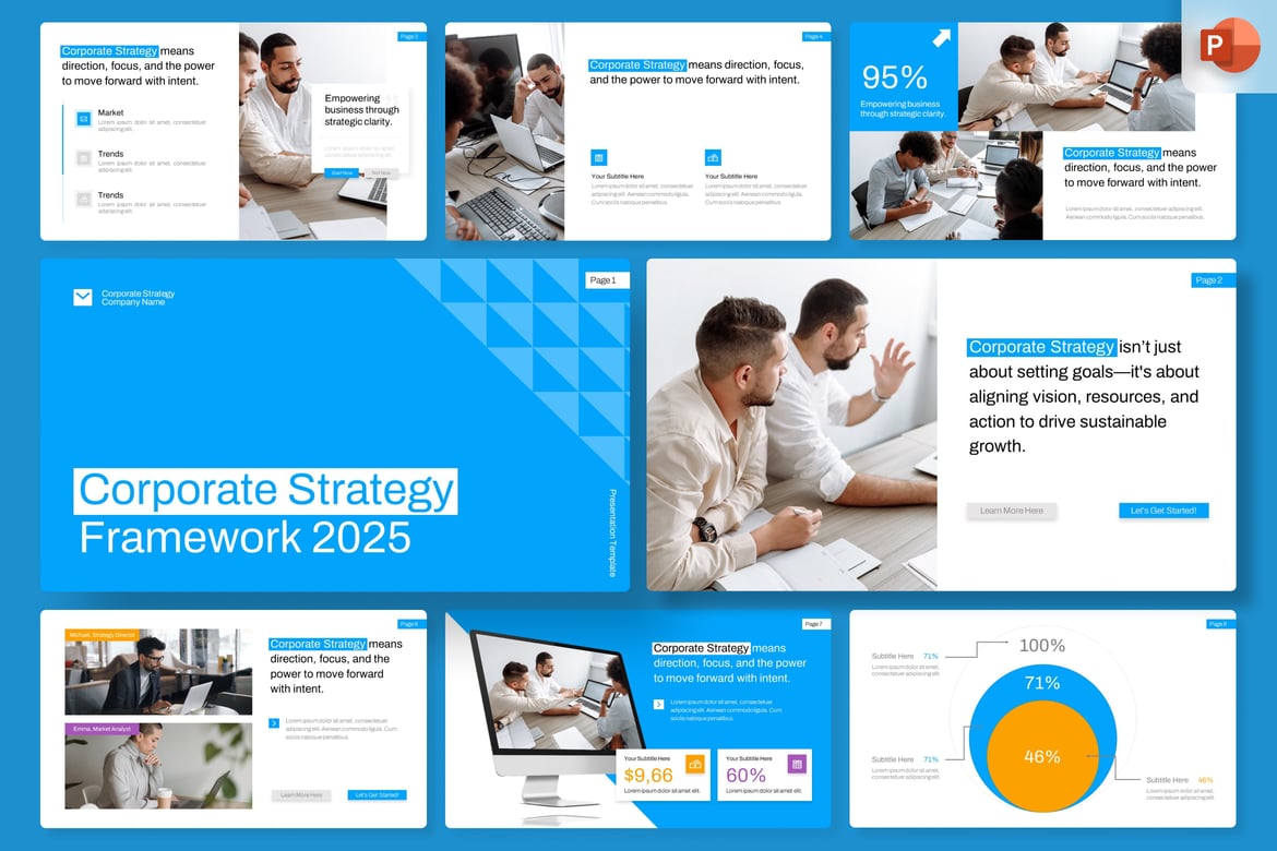 Template PowerPoint Strategi Korporat Modern untuk Perencanaan Bisnis 2025