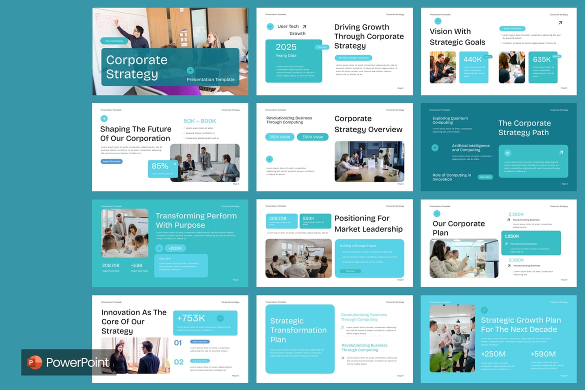 Template Presentasi Strategi Korporat yang Modern dan Profesional