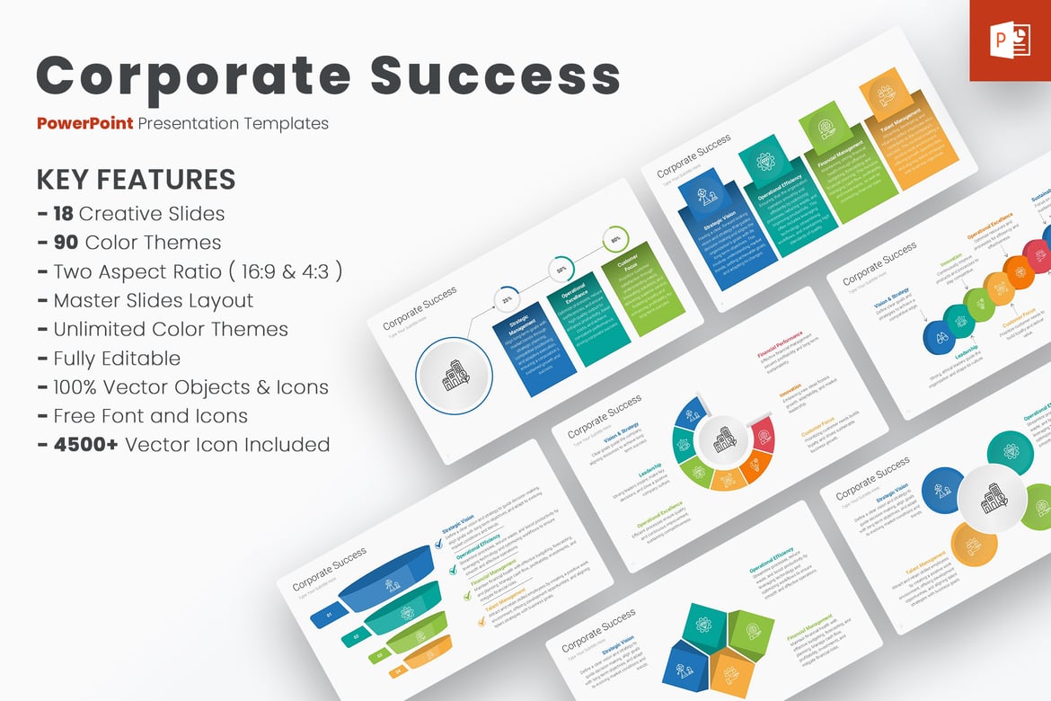 Template Presentasi PowerPoint untuk Keberhasilan Korporat yang Menarik