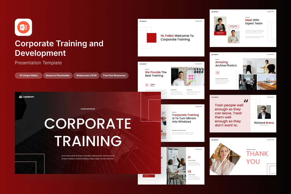 Template PowerPoint Pelatihan dan Pengembangan Korporat yang Modern