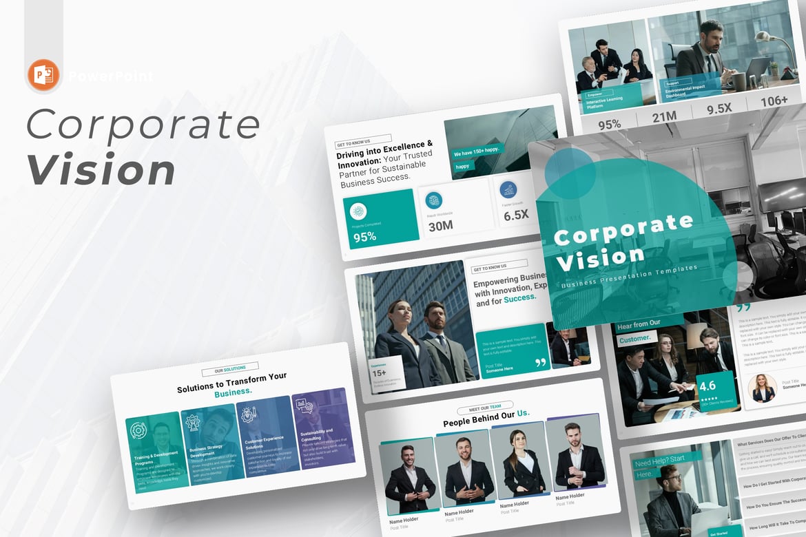 Template Presentasi PowerPoint Visi Perusahaan yang Menarik