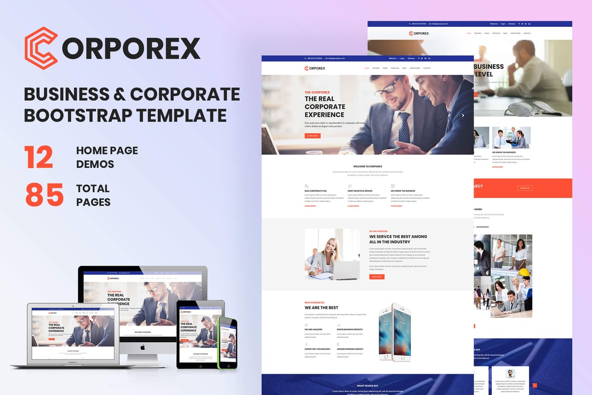 Corporex - Template Website Bisnis & Korporat yang Modern dan Stylish