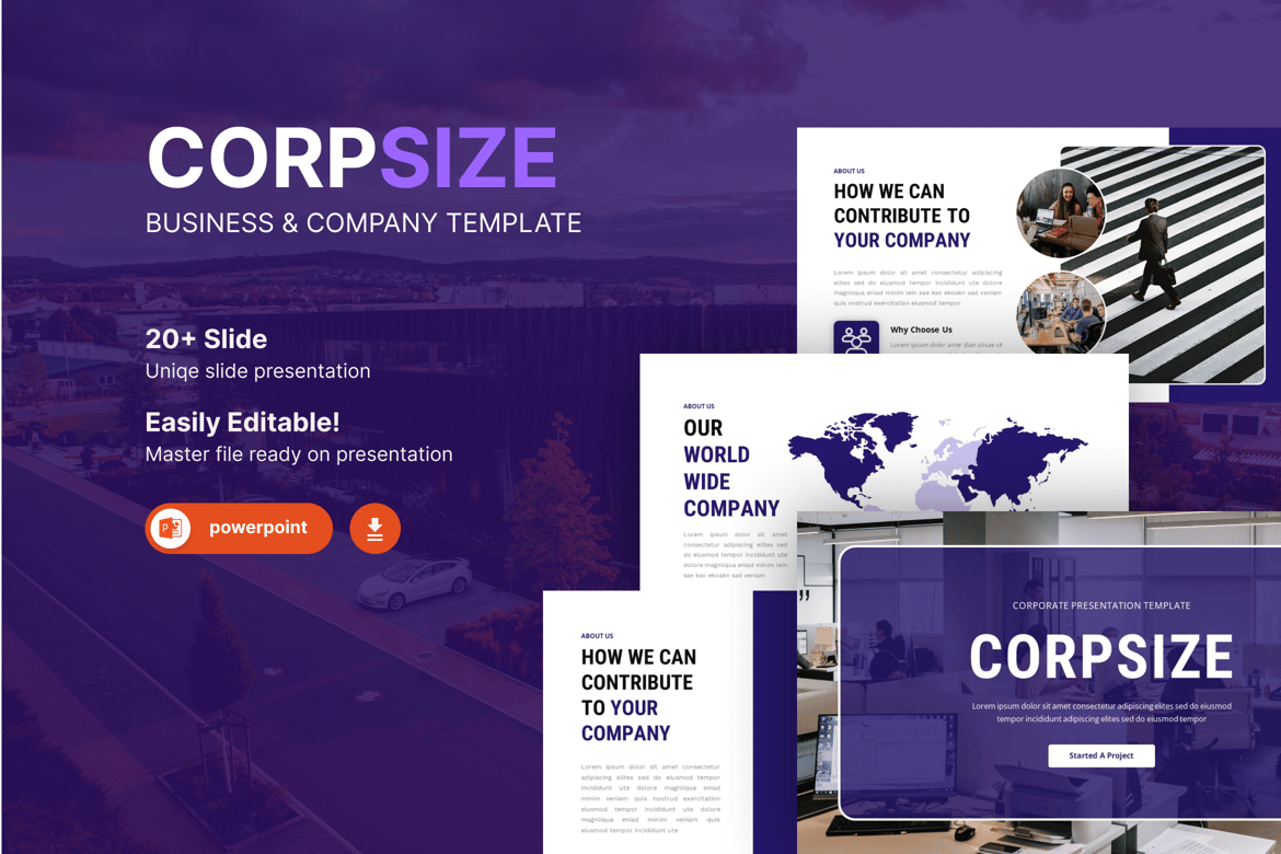 Corpsize – Template Powerpoint Korporat yang Menarik
