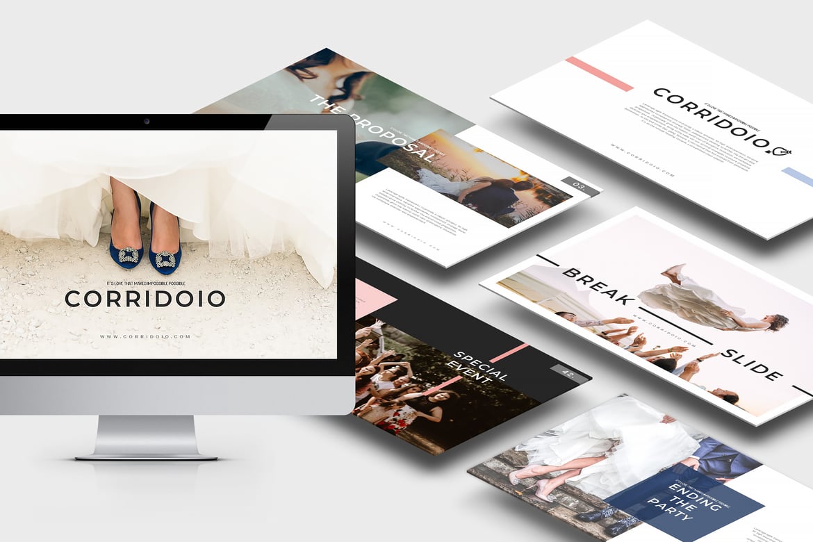 Template Presentasi Pernikahan: Corridoio PowerPoint yang Menawan
