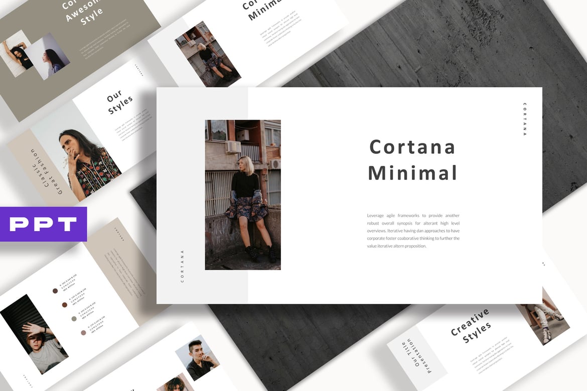 Template Presentasi PowerPoint Cortana Minimalis yang Modern