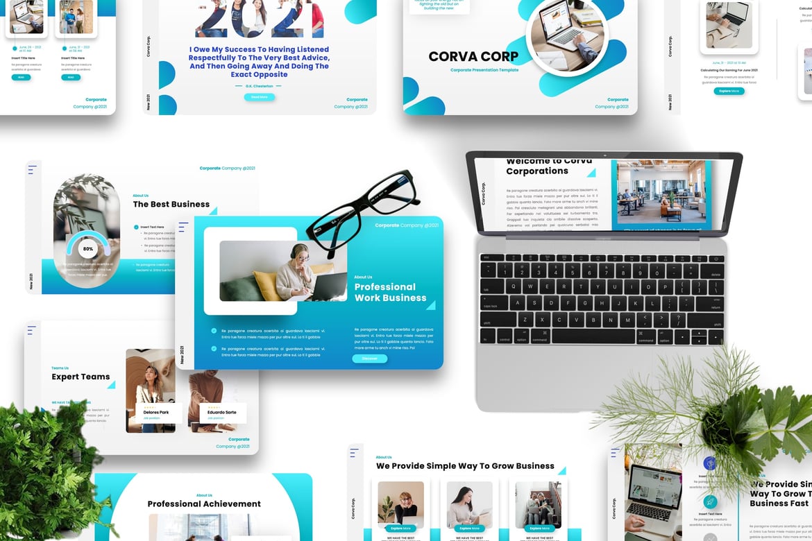 Corva - Template Powerpoint Korporat Modern dan Profesional