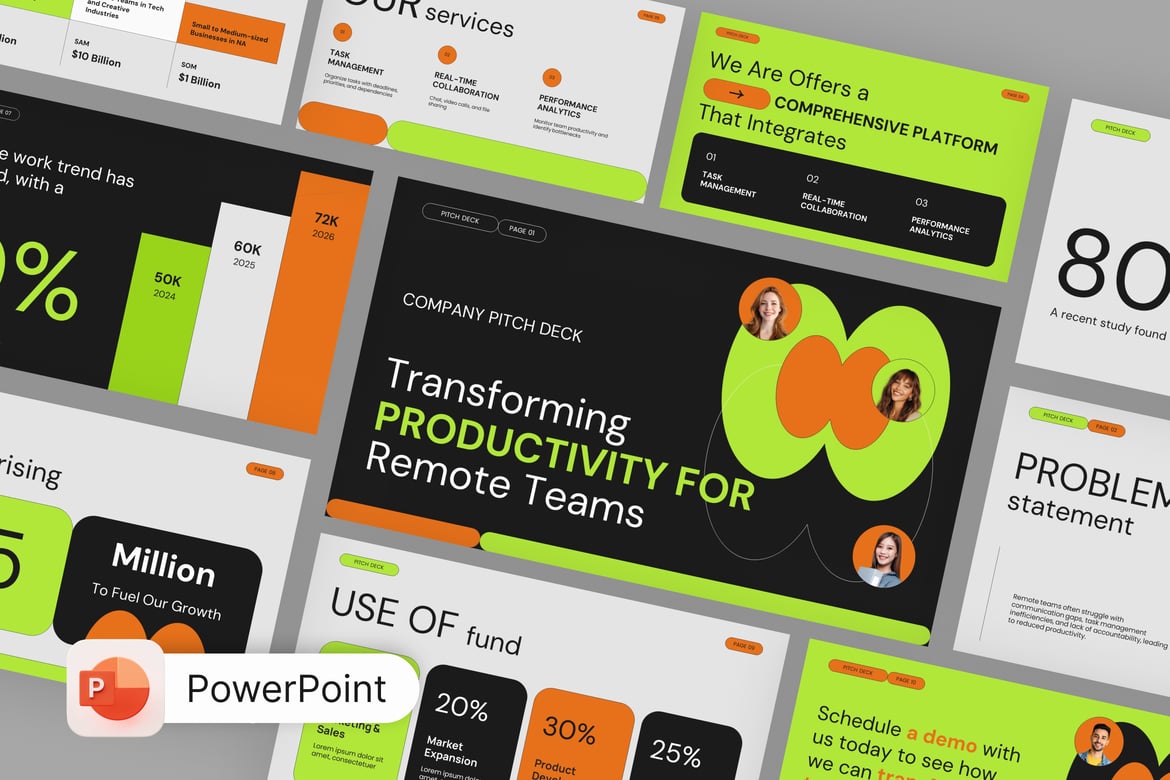 Template Presentasi PowerPoint Pitch Deck Corvex yang Profesional
