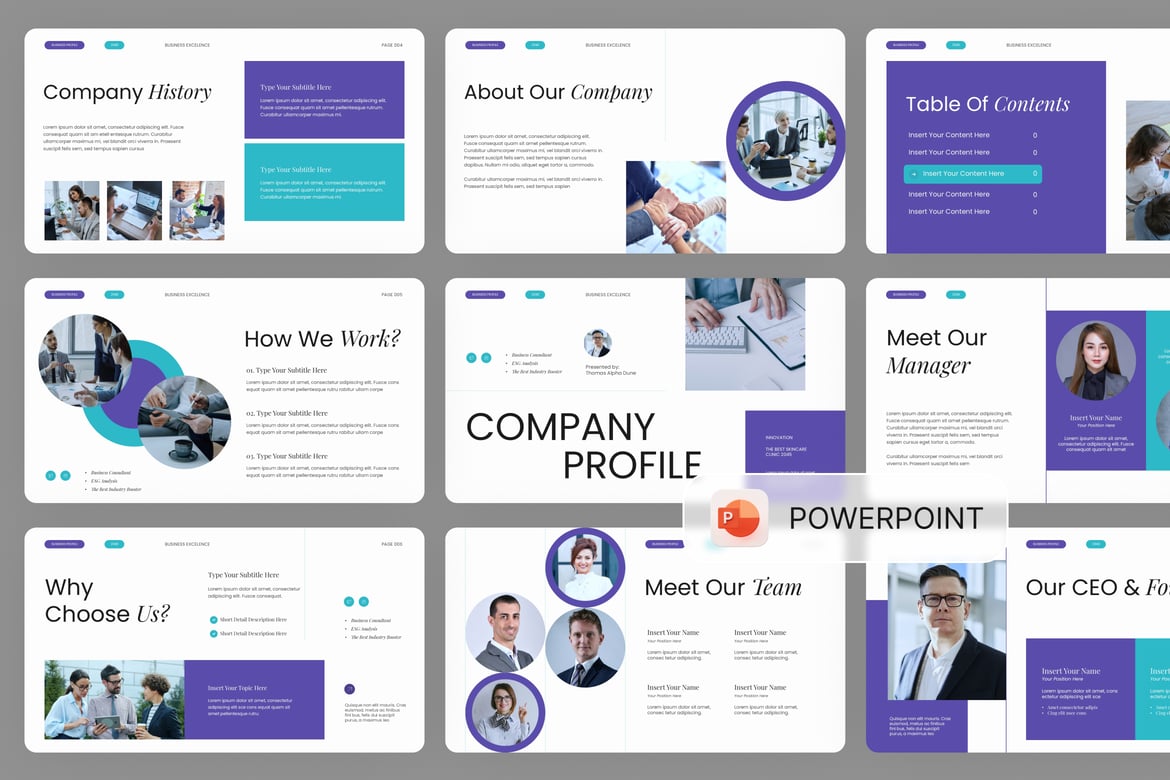 Template PowerPoint Profil Perusahaan Corvex yang Menarik dan Profesional