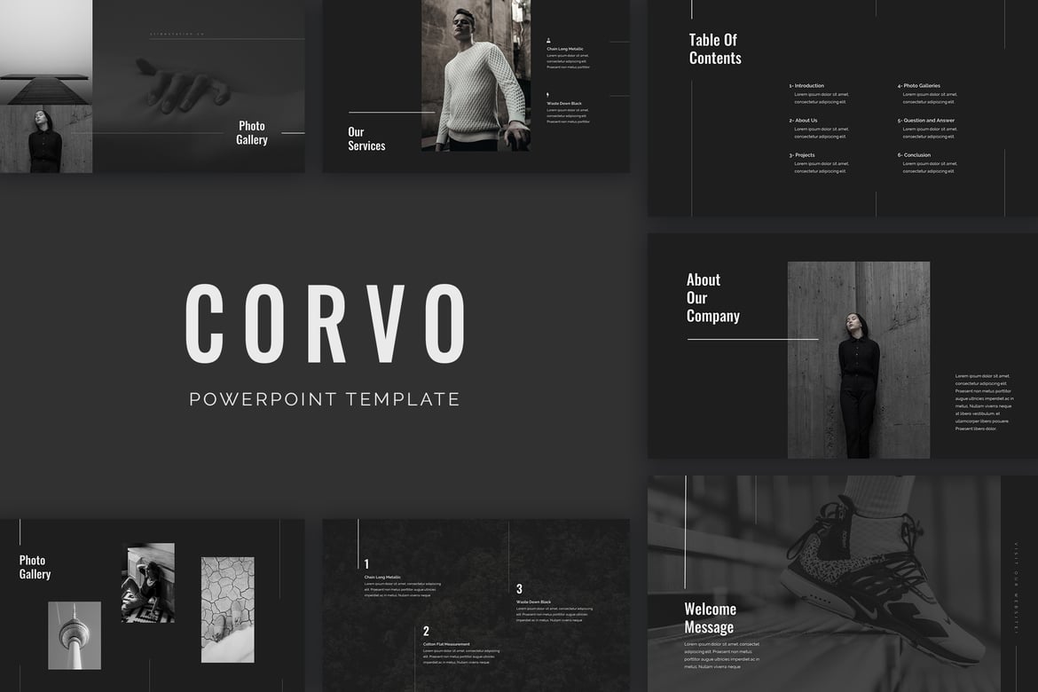 Template PowerPoint Corvo yang Elegan dan Profesional