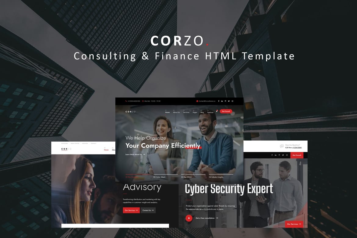 Corzo - Template Website Konsultasi & Keuangan yang Elegan