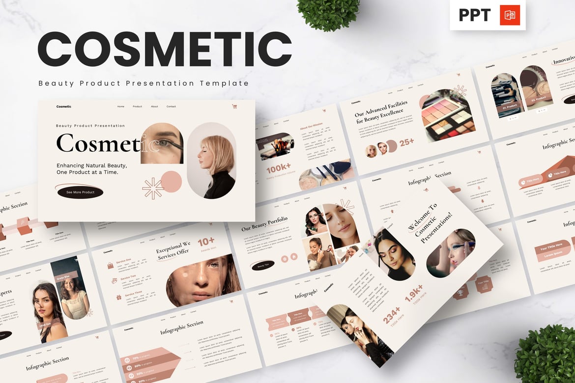 Template Presentasi PowerPoint Kecantikan dan Kosmetik