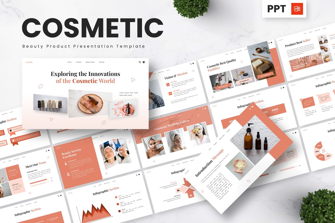 Template Powerpoint Produk Kecantikan dan Kosmetik yang Menawan