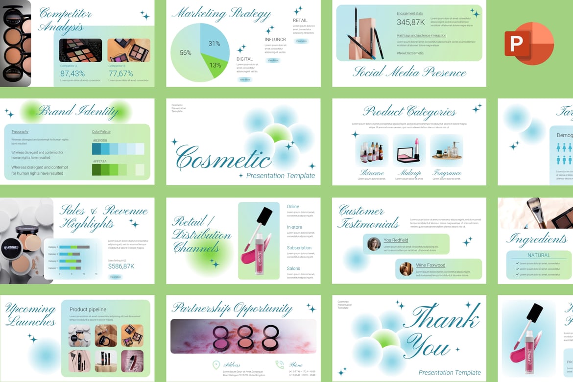 Template PowerPoint Produk Kosmetik yang Menawan