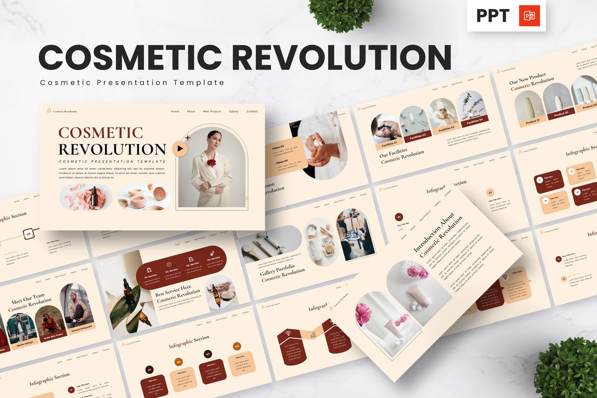 Template Presentasi Kecantikan - Cosmetic Revolution PowerPoint