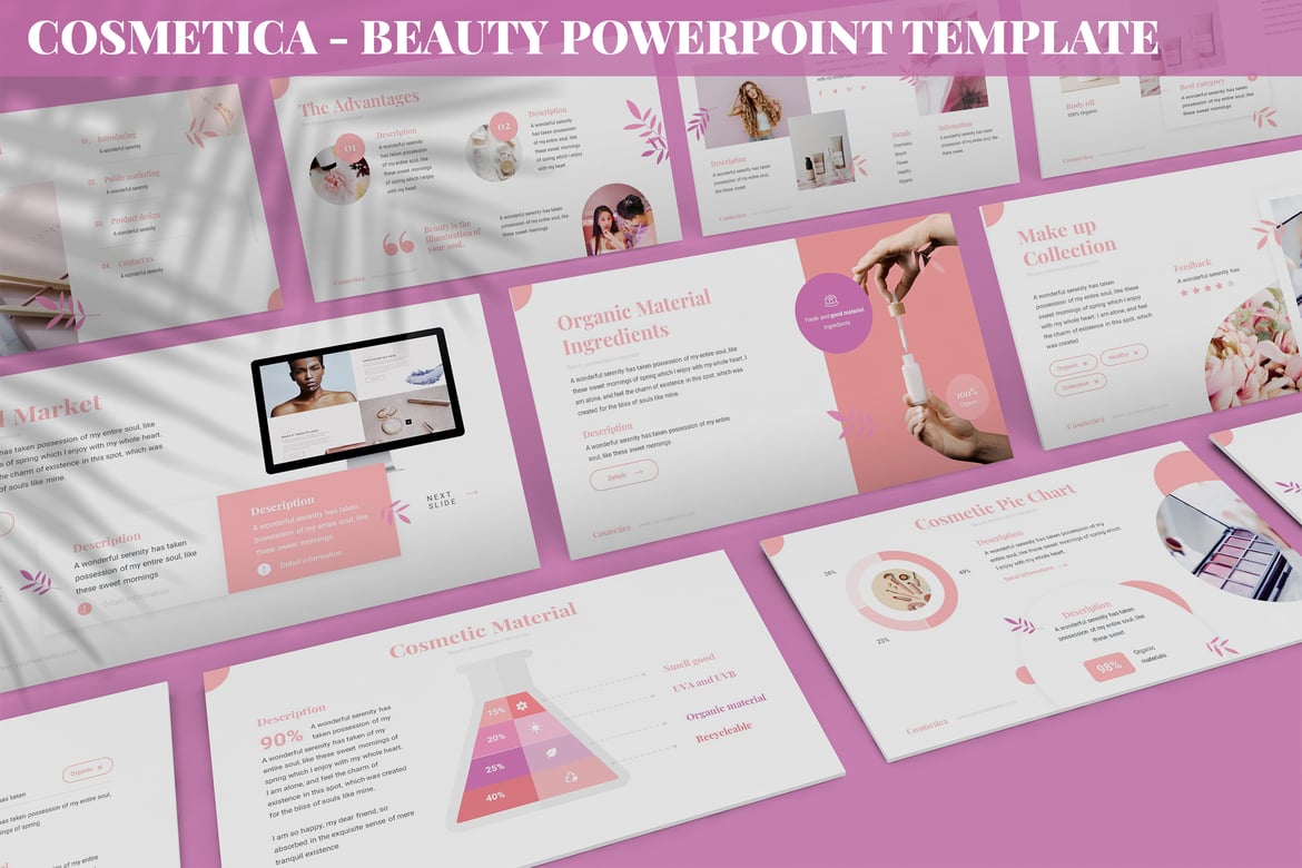 Template Powerpoint Kecantikan Cosmetica yang Menawan