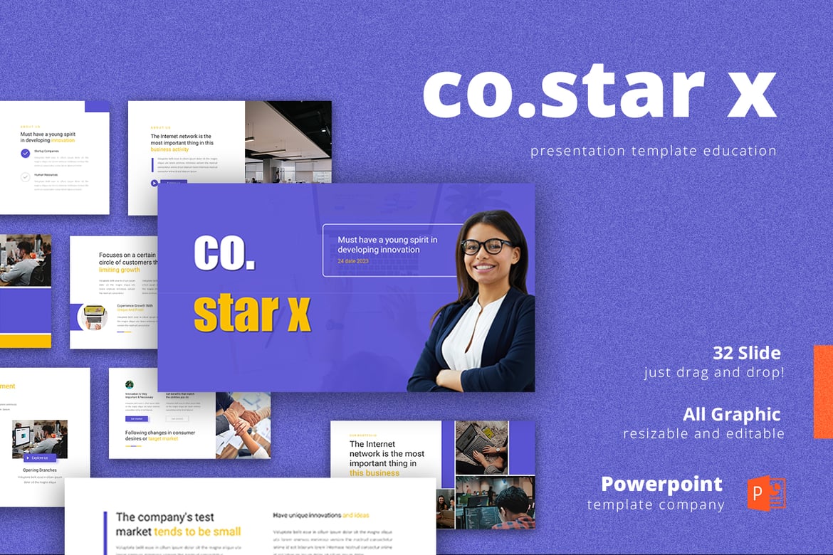 Template PowerPoint Co.star x – Presentasi Bisnis & Perusahaan yang Modern