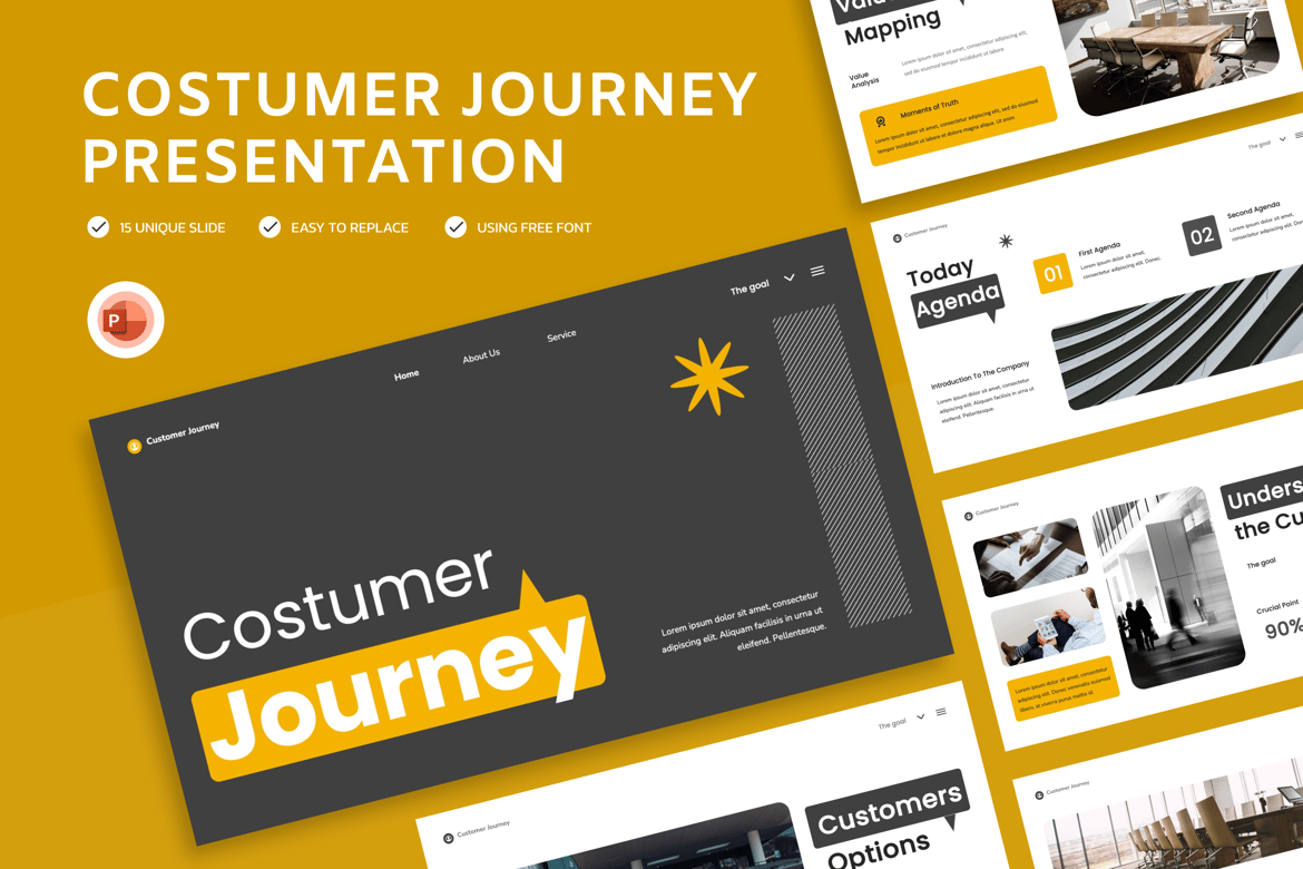 Template Powerpoint Perjalanan Pelanggan yang Menarik