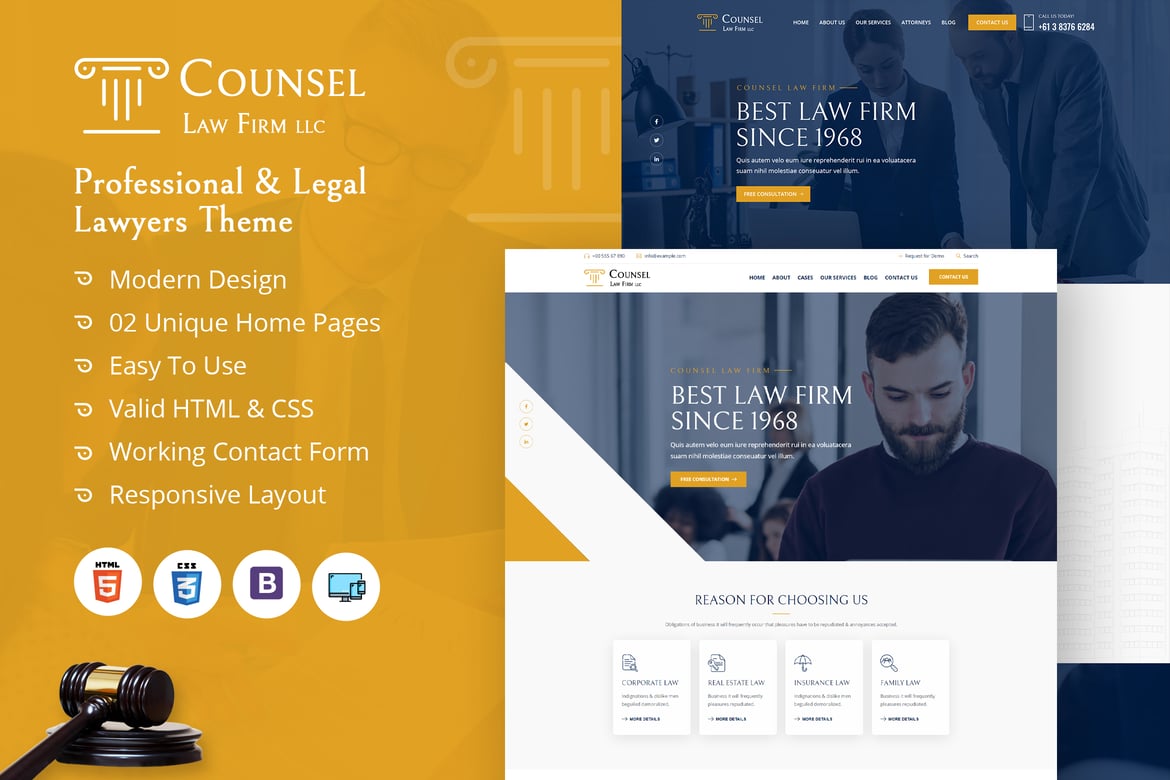Template Website Hukum Counsel - Solusi Ideal untuk Firma Hukum Anda
