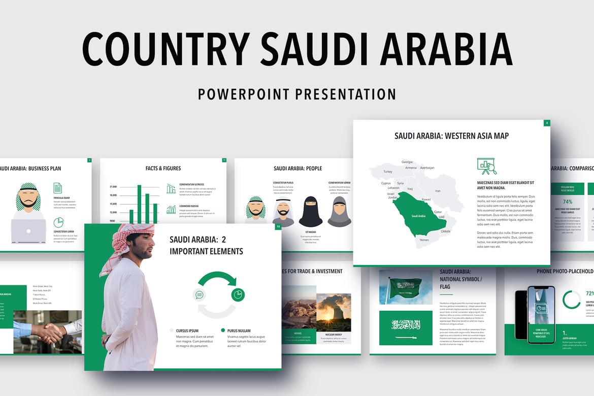 Template PowerPoint Profesional untuk Negara Saudi Arabia