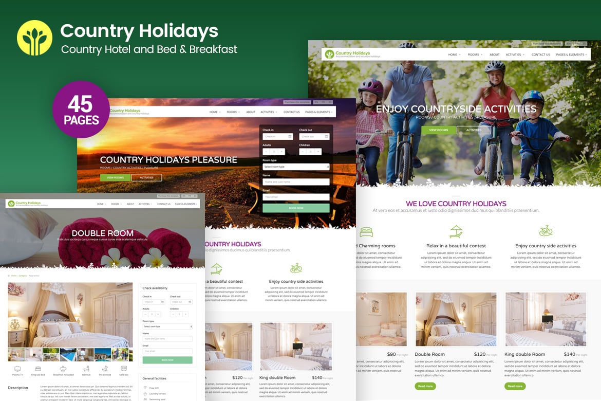 CountryHolidays - Template Website Hotel dan Bed & Breakfast di Pedesaan