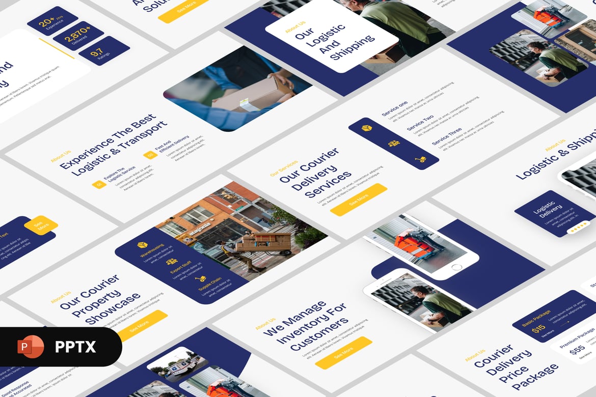 Template Presentasi PowerPoint Logistik Pengiriman Modern