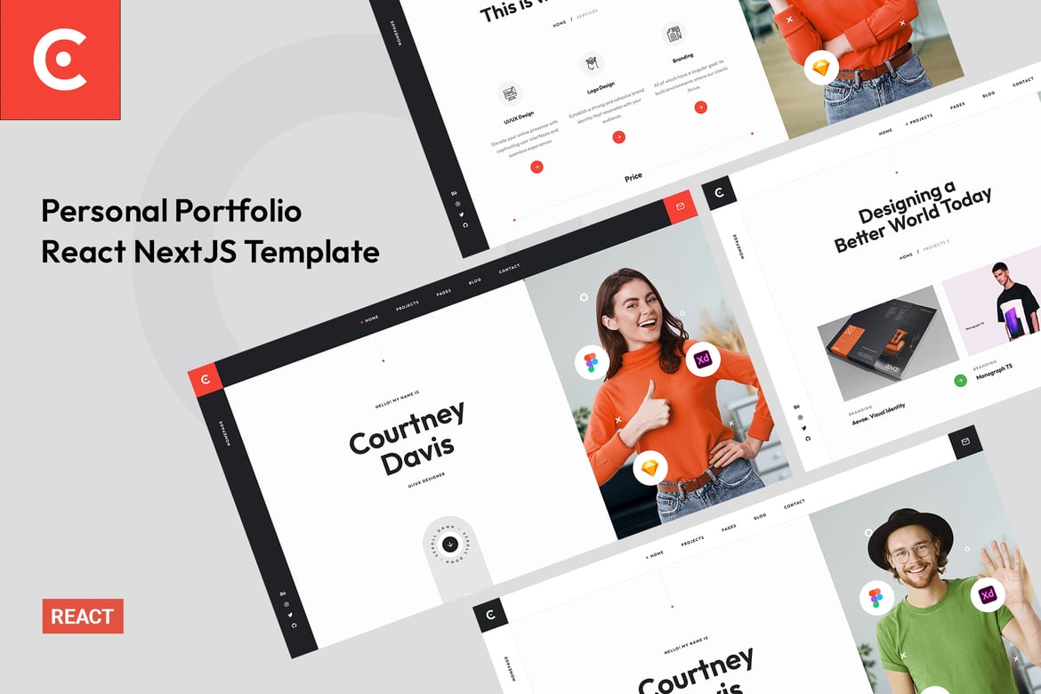Courtney - Template Website Portofolio Pribadi dengan React Next.js