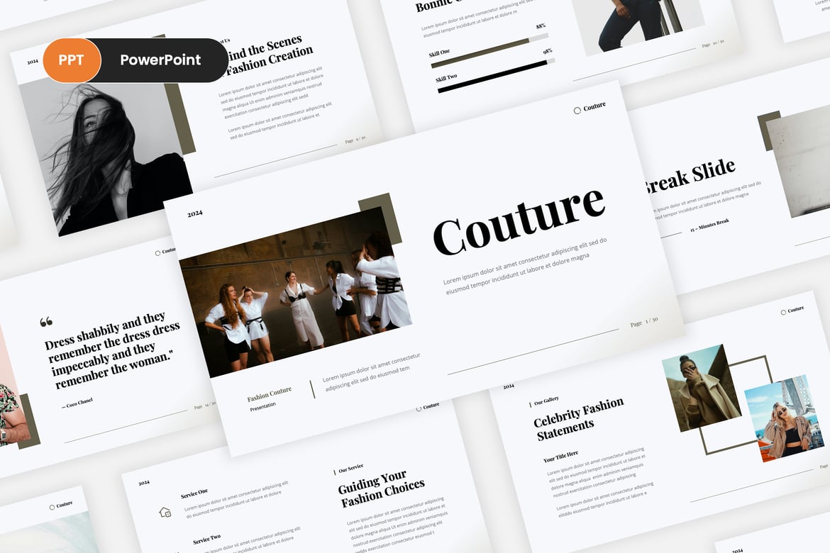 Couture - Template PowerPoint Fashion yang Menawan