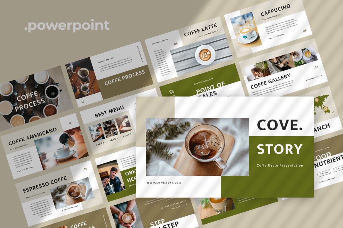 Cove Story - Template Presentasi PowerPoint untuk Restoran yang Modern dan Menarik