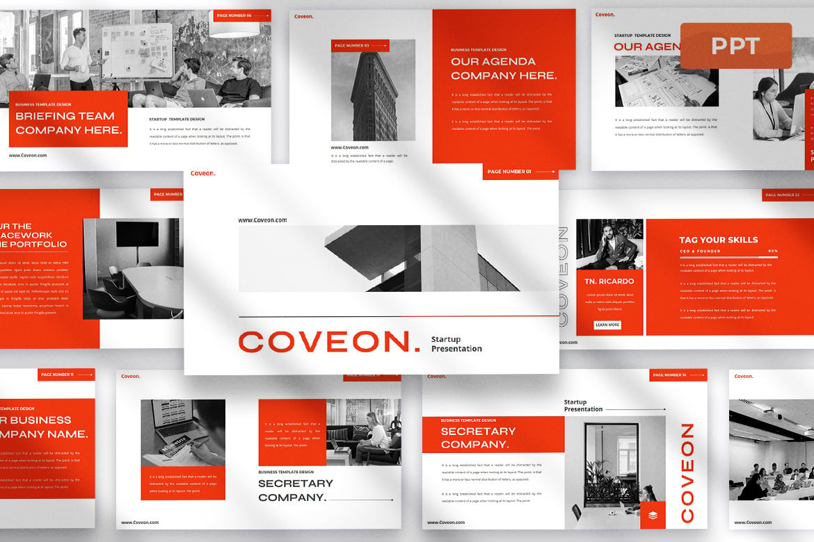 Coveon - Template Presentasi PowerPoint untuk Startup yang Menarik